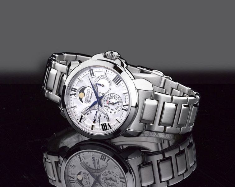 Seiko Premier Kinetic White Dial 42.5 mm Quartz Watch For Men - 3