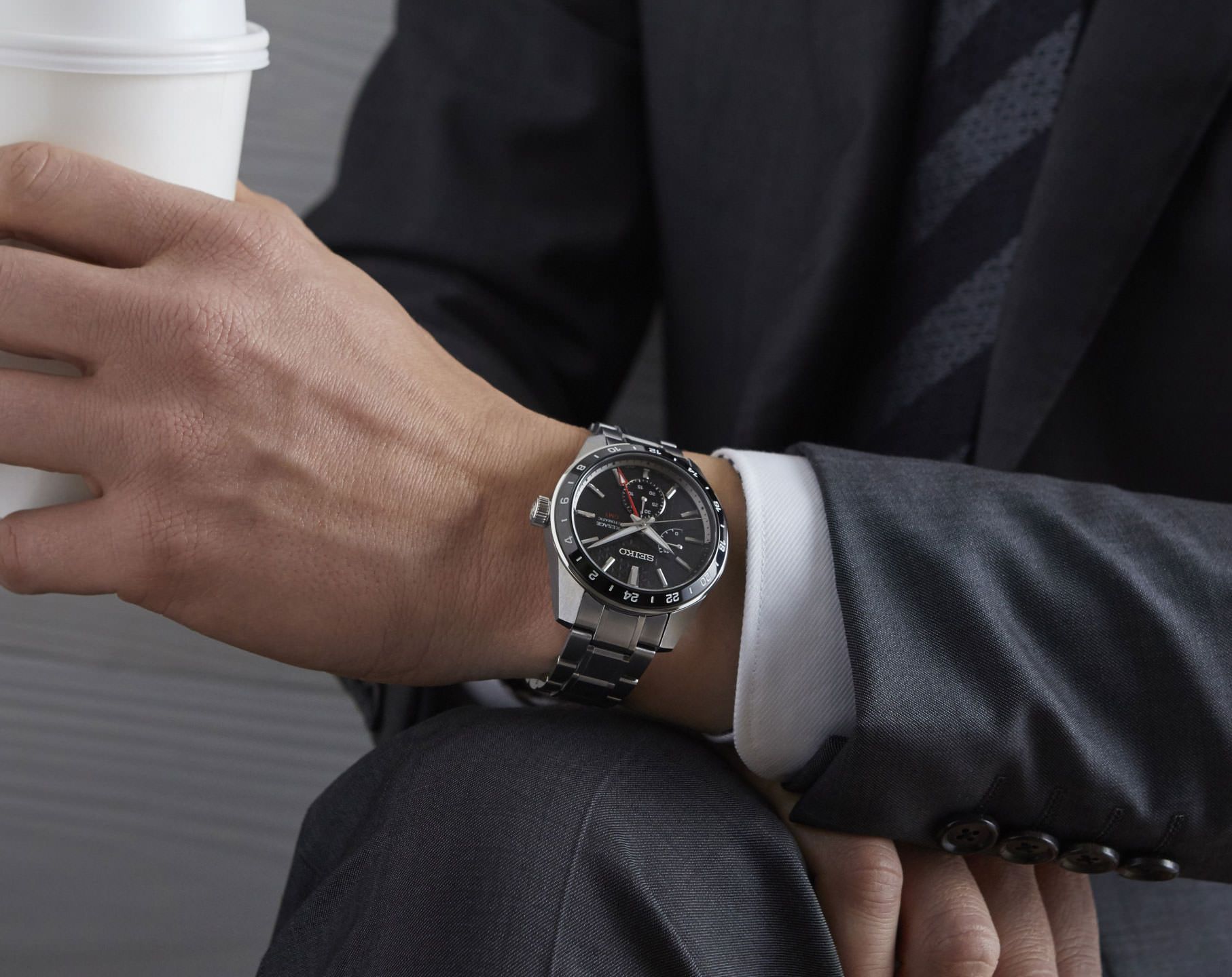 Seiko Sharp Edged Series 42.2 mm Watch in Black Dial