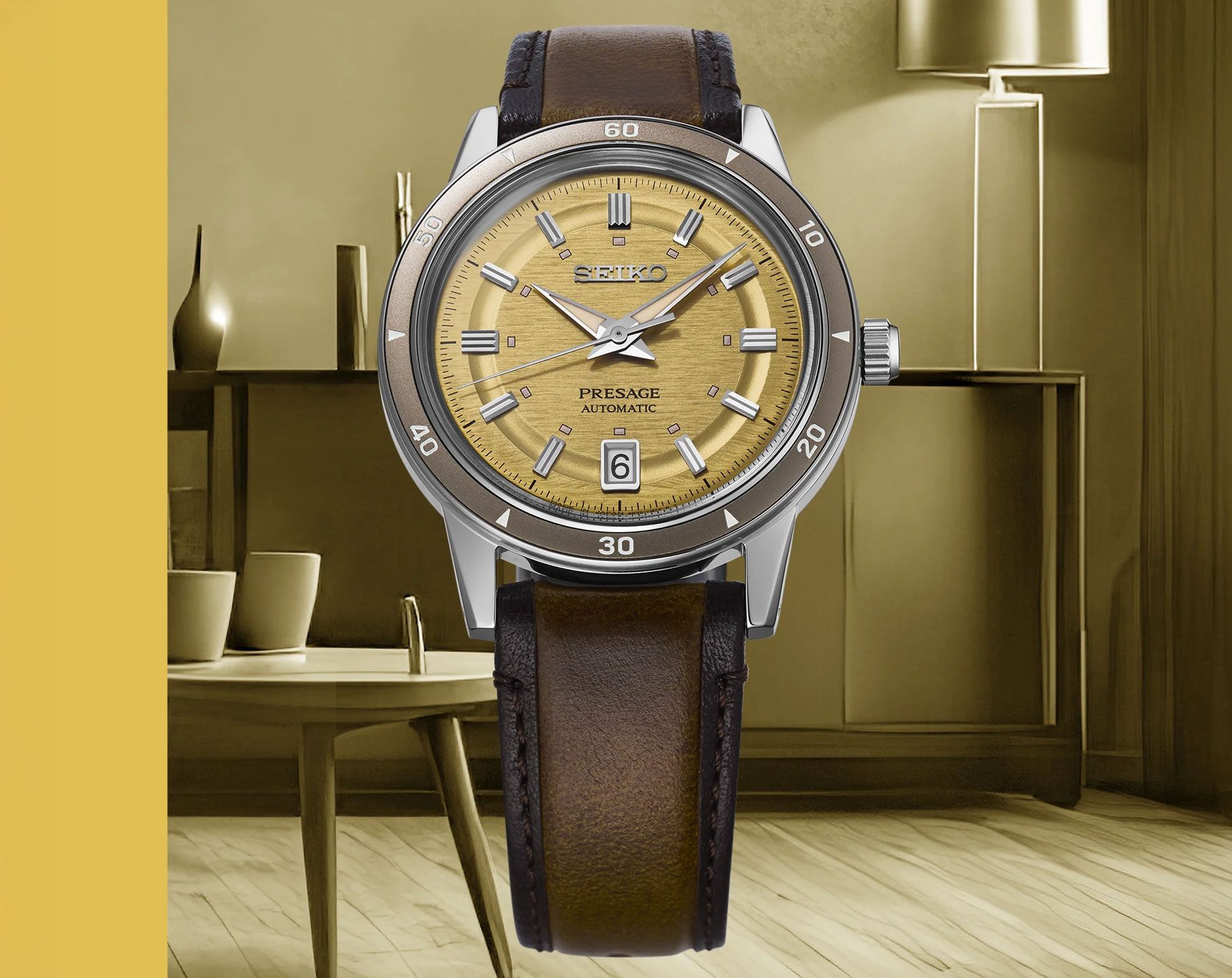 Seiko Presage Automatic Men Watches in Round case Champagne Dial