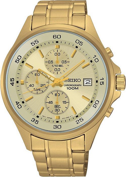 Seiko Sports  Gold Dial 42 mm Quartz Watch For Men - 1