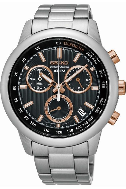 Seiko Sports  Black Dial 42.3 mm Quartz Watch For Men - 1