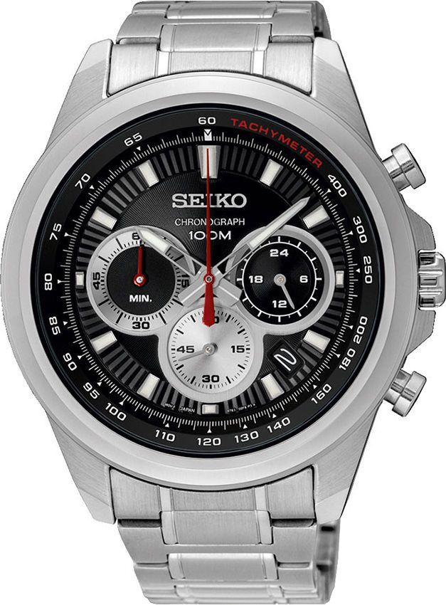 Seiko Sports  Black Dial 45 mm Quartz Watch For Men - 1