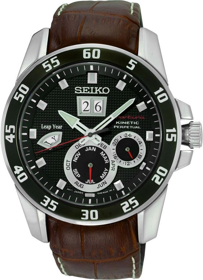 Seiko Sportura Kinetic Perpetual Black Dial 42 mm Quartz Watch For Men - 1