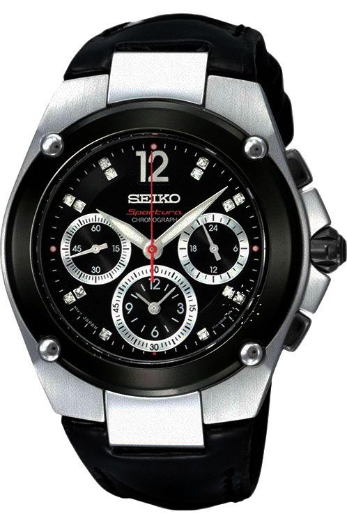 Seiko Sportura  Black Dial 38 mm Quartz Watch For Women - 1