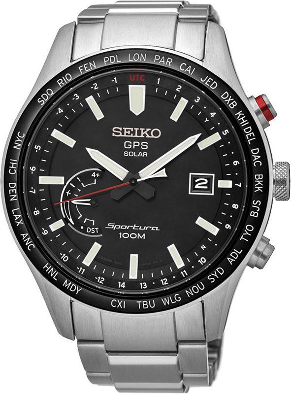 Seiko Sportura  Black Dial 45.2 mm Solar Powered Watch For Men - 1