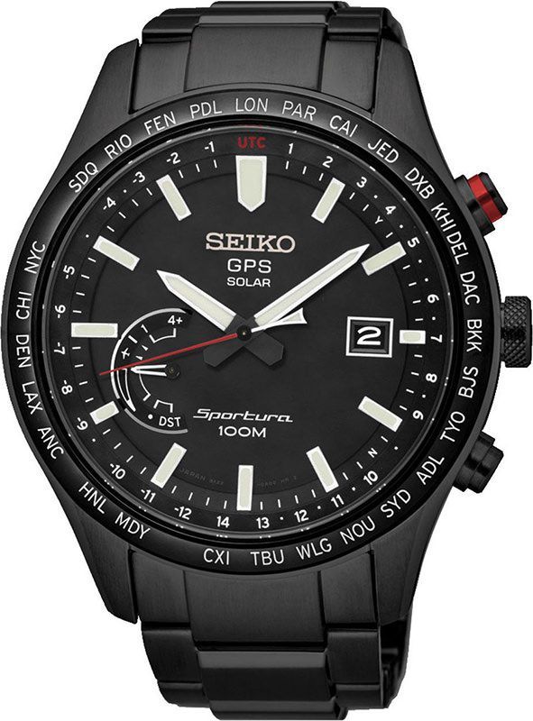 Seiko Sportura GPS Solar Black Dial 45 mm Quartz Watch For Men - 1