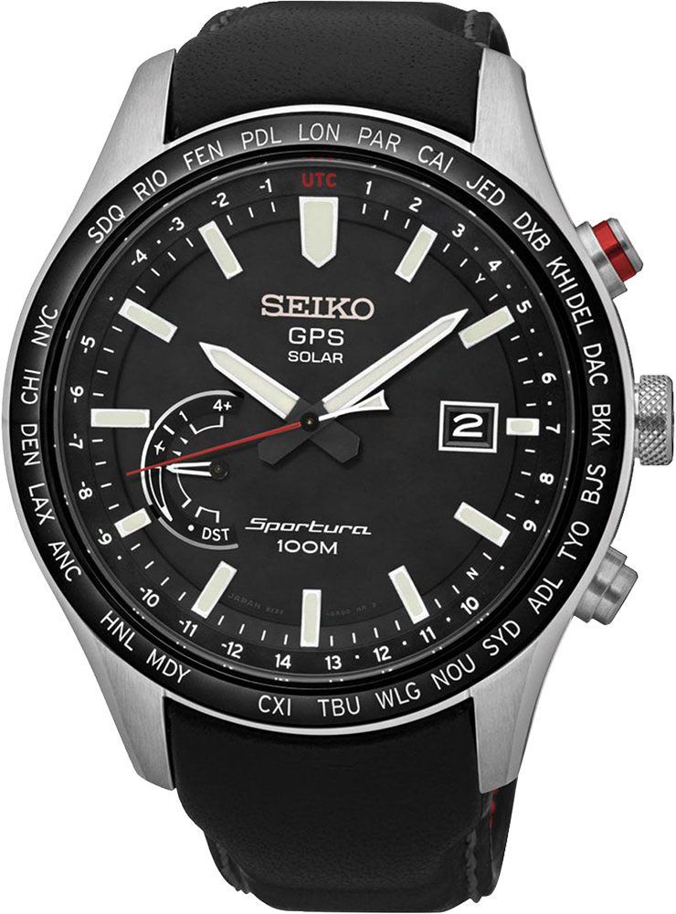 Seiko Sportura  Black Dial 45 mm Solar Powered Watch For Men - 1