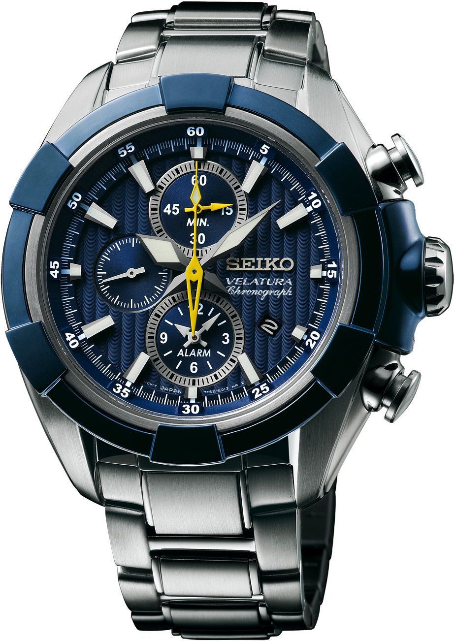 Seiko Velatura Chronograph Perpetual Blue Dial 47 mm Quartz Watch For Men - 1