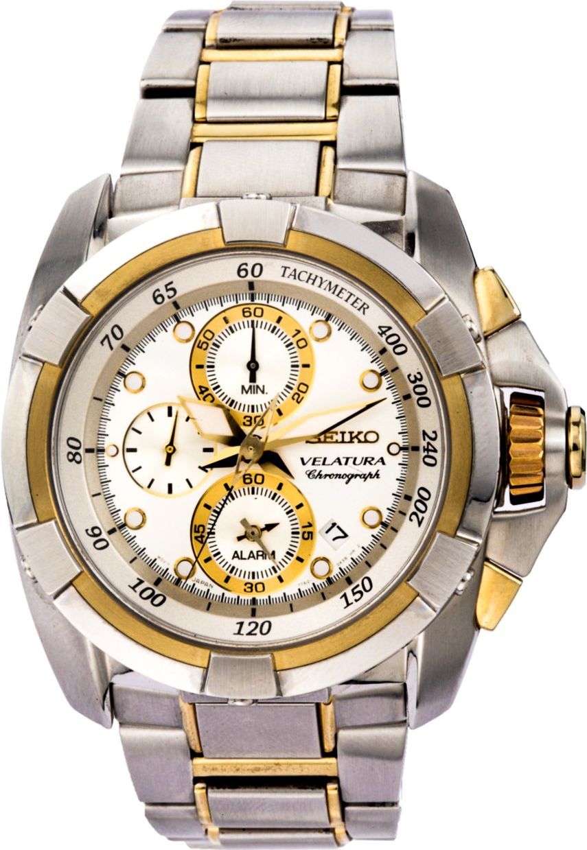 Seiko Velatura Chronograph Perpetual White Dial 48 mm Quartz Watch For Men - 1