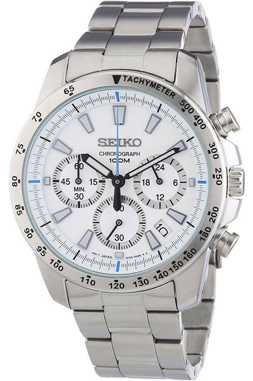 Seiko   White Dial 41 mm Quartz Watch For Men - 1