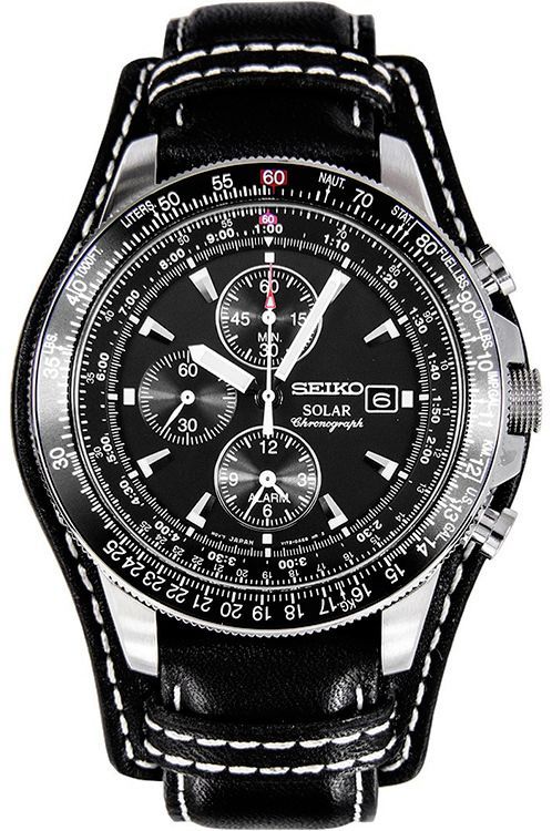 Seiko Solar  Black Dial 45 mm Quartz Watch For Men - 1