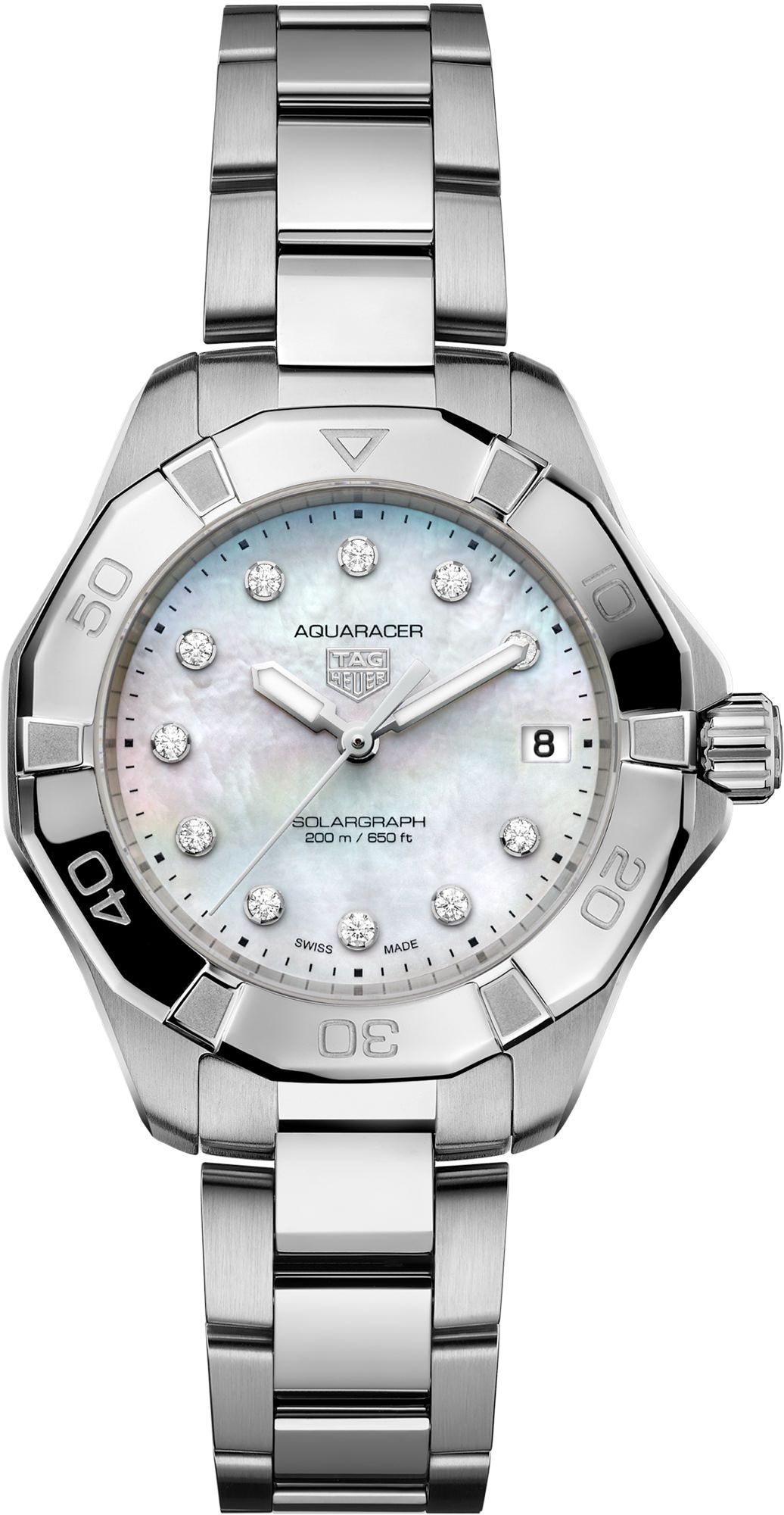 TAG Heuer Aquaracer Professional 200 White MOP Dial 34 mm Quartz Watch For Women - 1