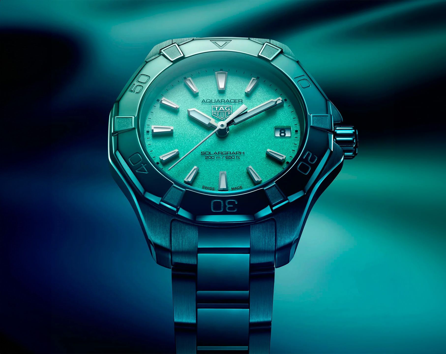 TAG Heuer Aquaracer Professional 200 Green Dial 34 mm Solar Powered Watch For Women - 3