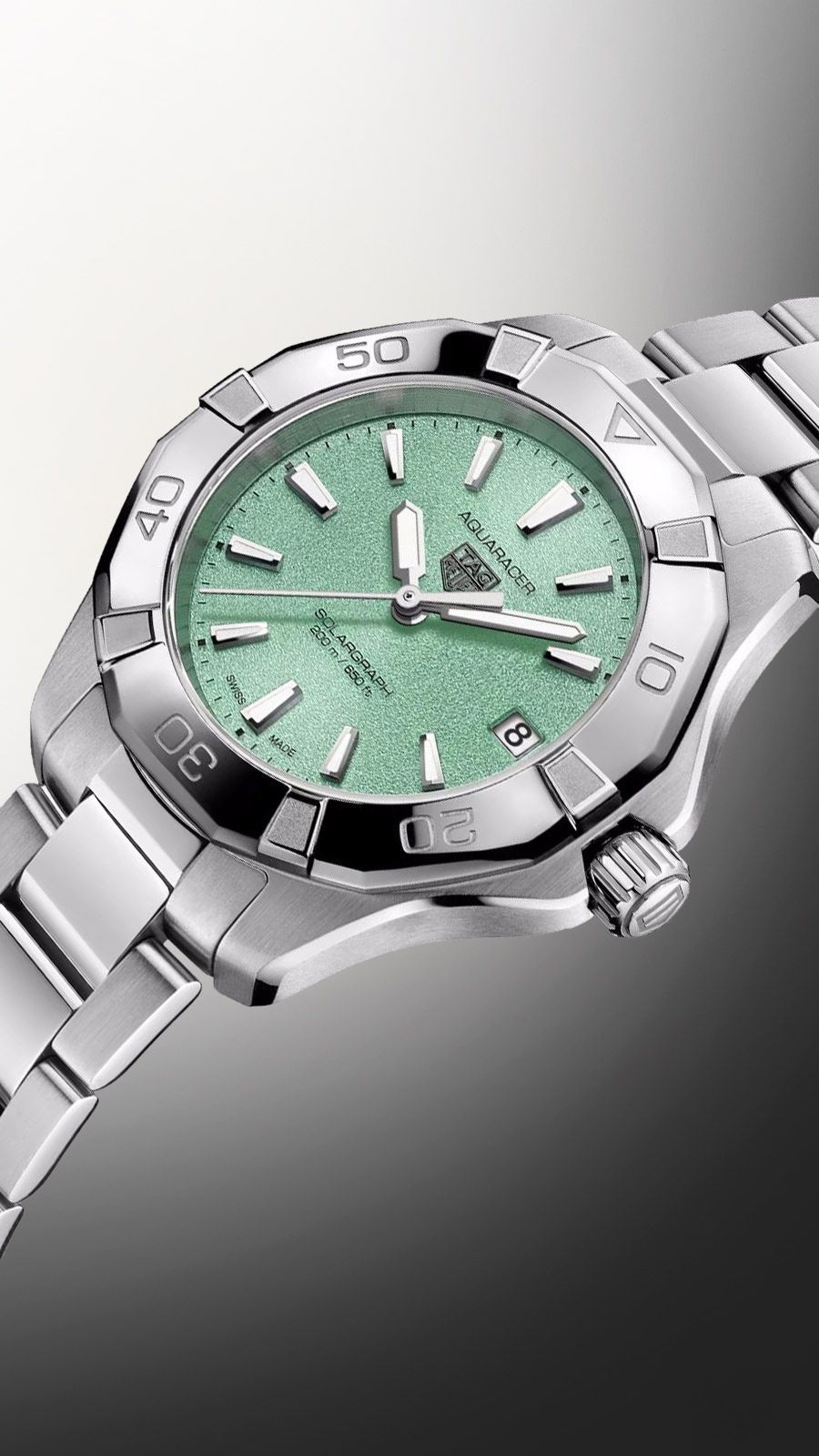 TAG Heuer Aquaracer Professional 200 Green Dial 34 mm Solar Powered Watch For Women - 10