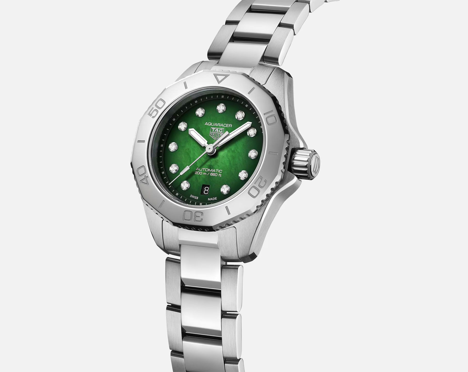 TAG Heuer Aquaracer Professional 200 Green Dial 30 mm Automatic Watch For Women - 3