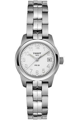 Tissot T-Classic PR50 White Dial 24 mm Quartz Watch For Women - 1
