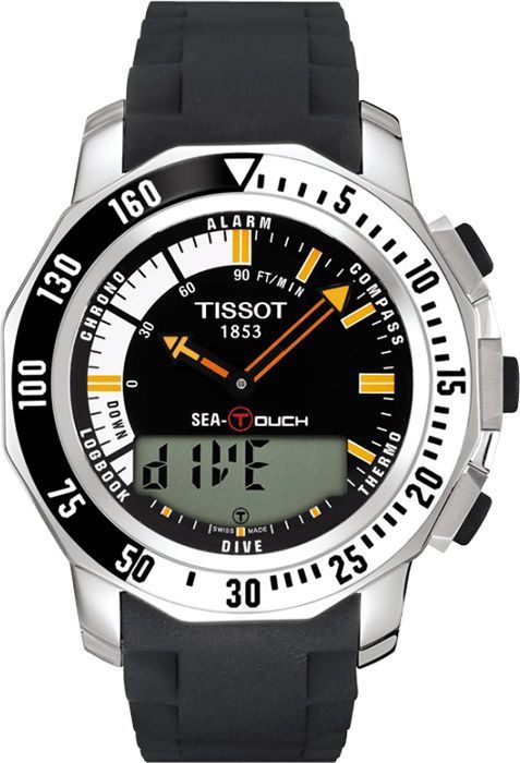 Tissot Touch Collection Sea Touch Black Dial 44 mm Quartz Watch For Men - 1