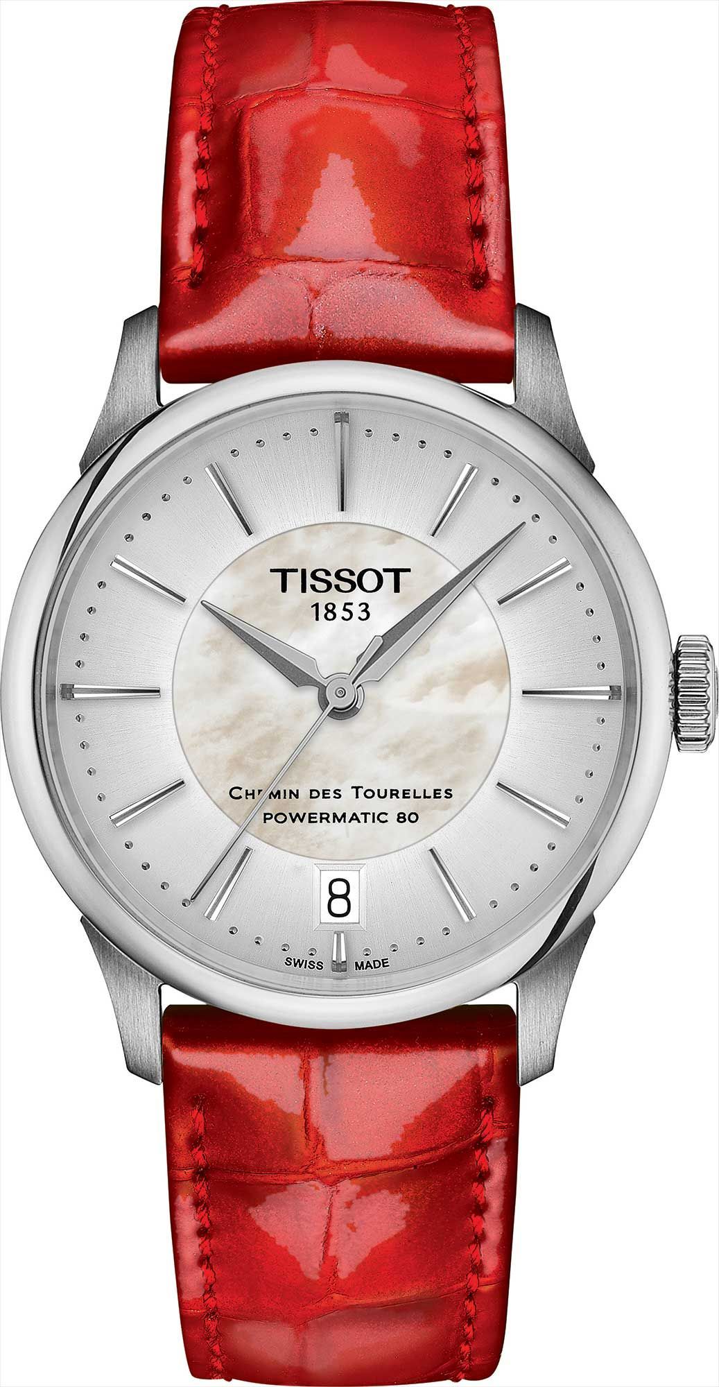 Tissot T-Classic Tissot Chemin Des Tourelles White MOP Dial 34 mm Automatic Watch For Women - 1