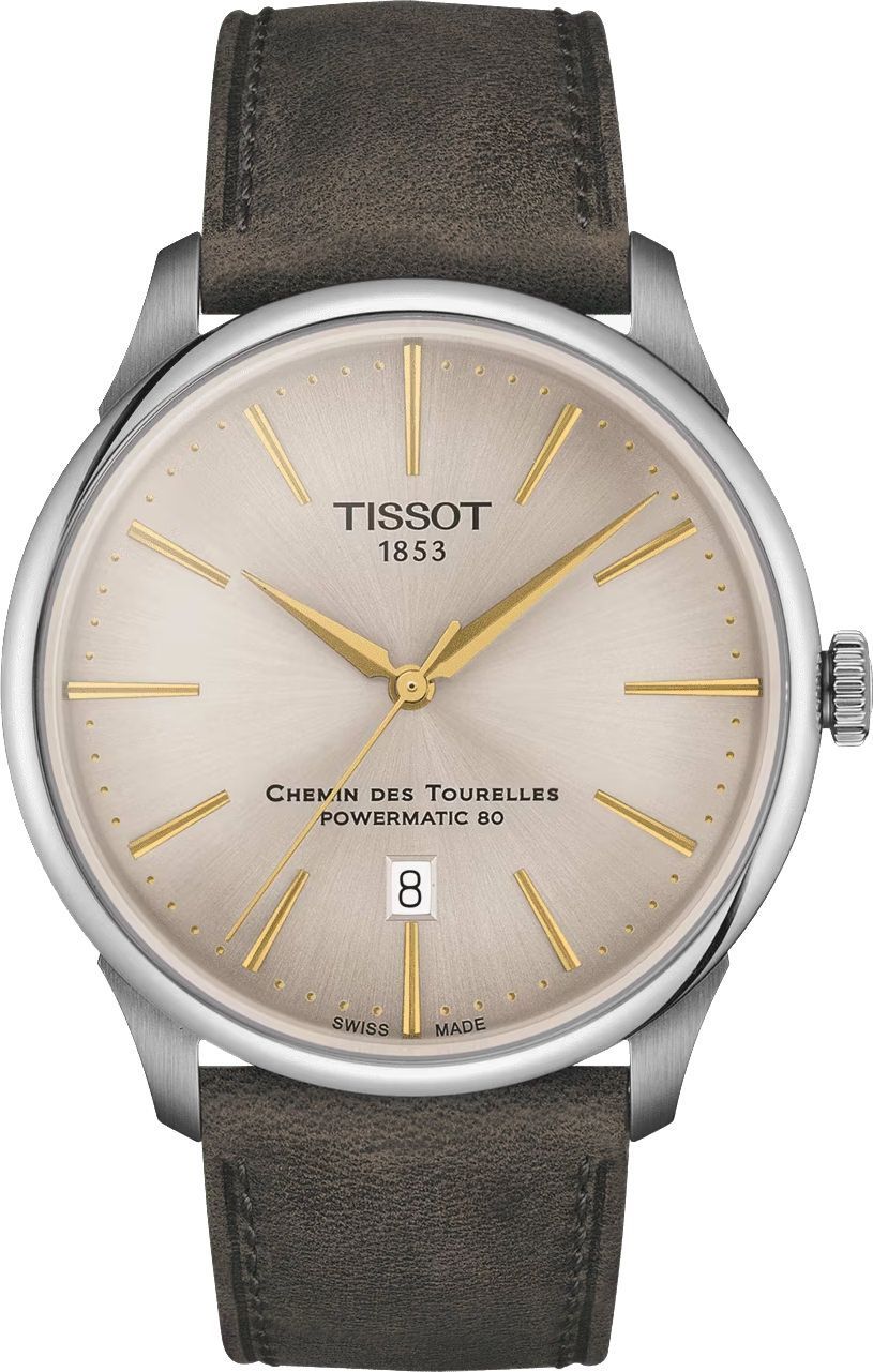 Tissot T-Classic Tissot Chemin Des Tourelles Ivory Dial 42 mm Automatic Watch For Men - 1