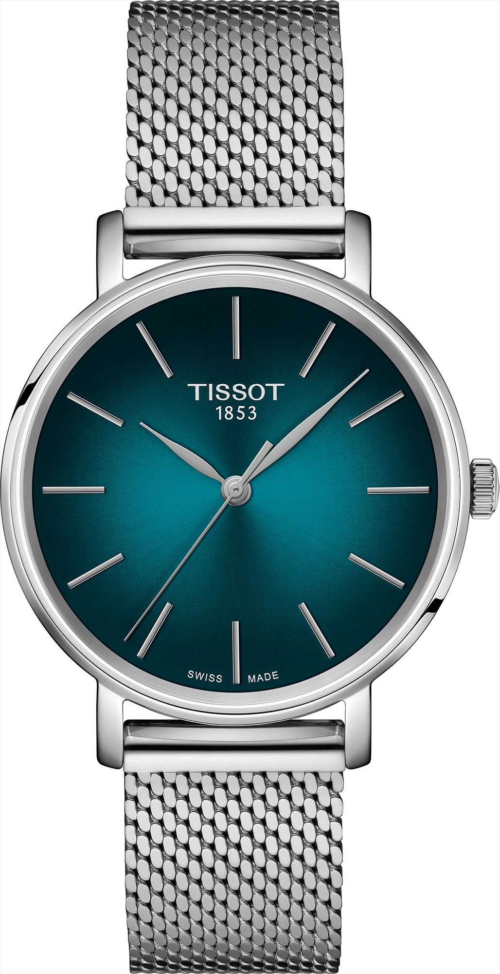 Tissot T-Classic Tissot Everytime Green & Black Dial 34 mm Quartz Watch For Women - 1