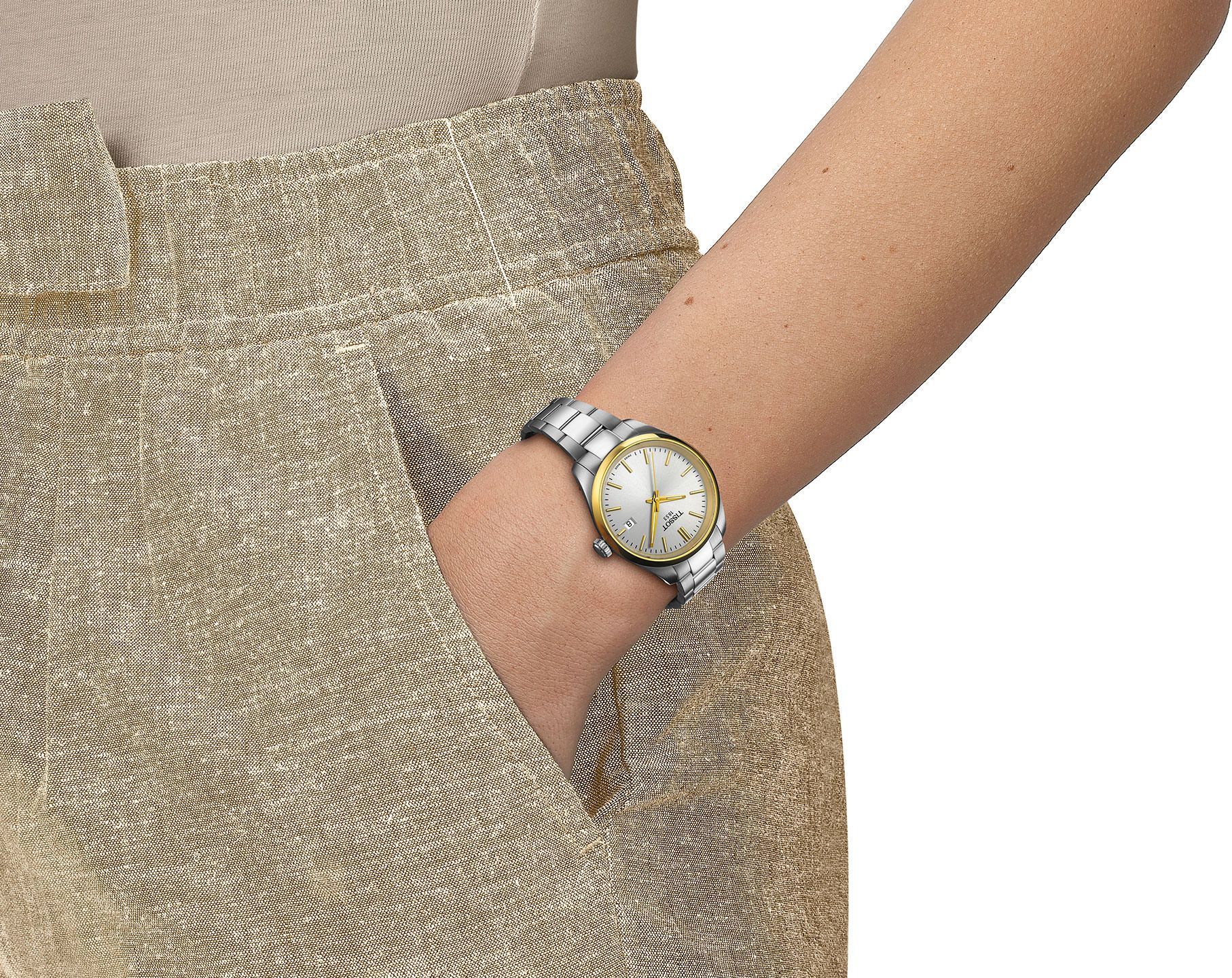 Tissot T-Classic Tissot PR 100 Silver Dial 34 mm Quartz Watch For Women - 4