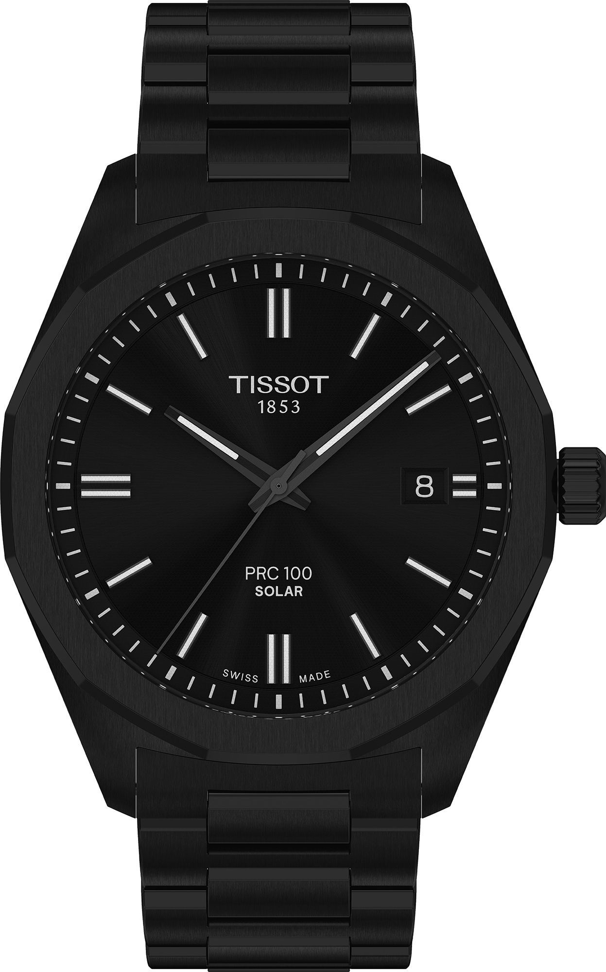 Tissot T-Classic Tissot PRC 100 Black Dial 39 mm Solar Powered Watch For Men - 1