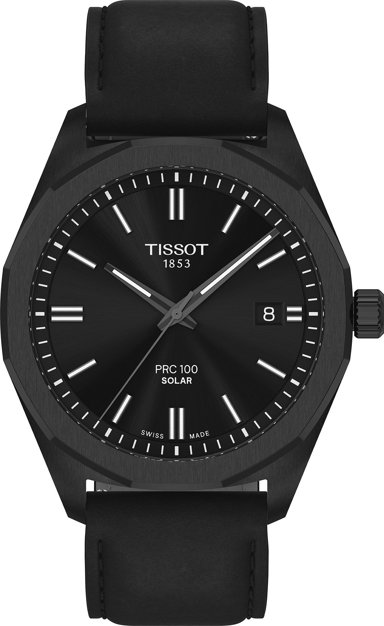 Tissot T-Classic Tissot PRC 100 Black Dial 39 mm Solar Powered Watch For Men - 1
