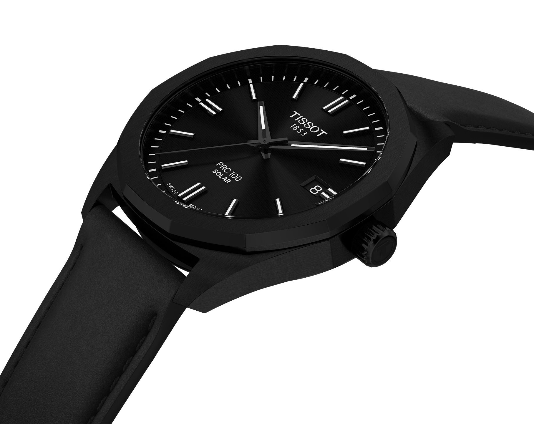 Tissot T-Classic Tissot PRC 100 Black Dial 39 mm Solar Powered Watch For Men - 5