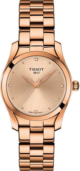 Tissot T-Lady Tissot T-Wave Rose Gold Dial 30 mm Quartz Watch For Women - 1