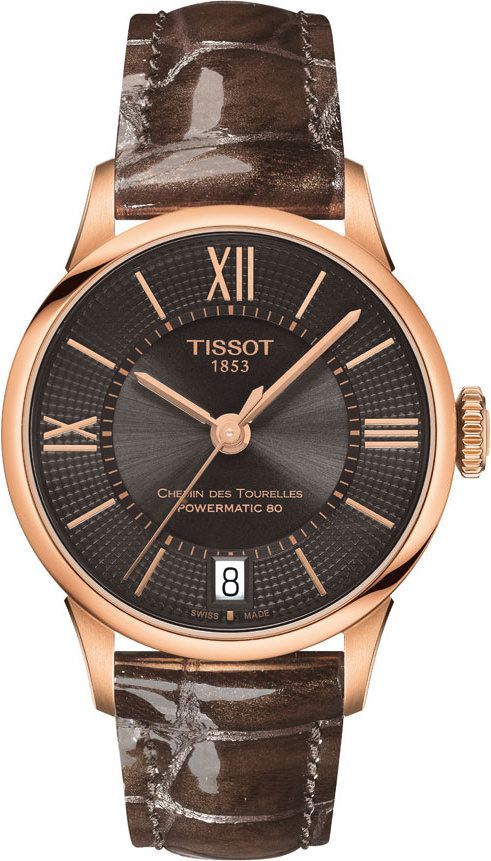 Tissot T-Classic Tissot Chemin Des Tourelles Brown Dial 32 mm Automatic Watch For Women - 1