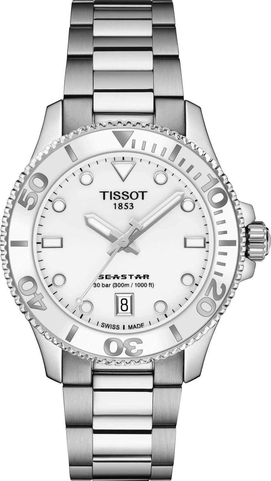 Tissot T-Sport Tissot Seastar 1000 White Dial 36 mm Quartz Watch For Unisex - 1