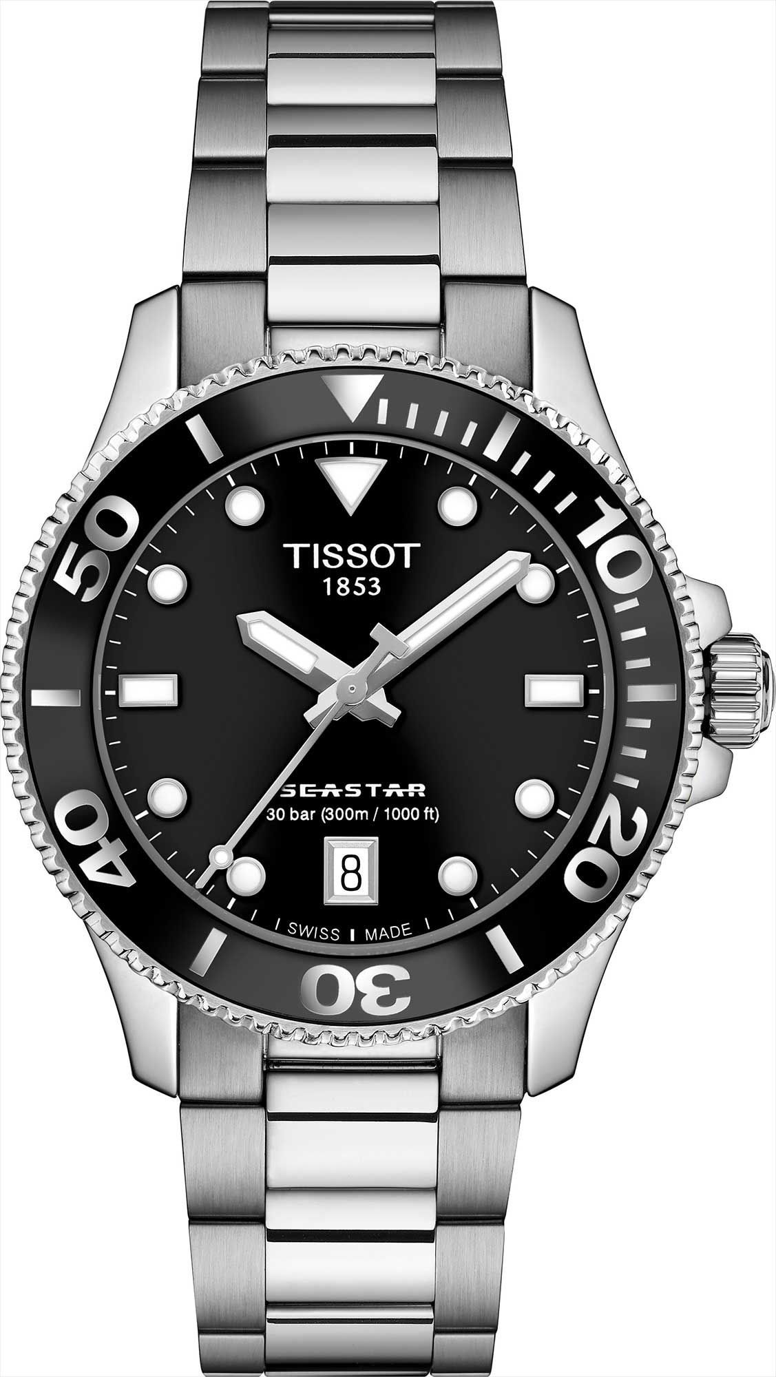 Tissot T-Sport Tissot Seastar 1000 Black Dial 36 mm Quartz Watch For Women - 1