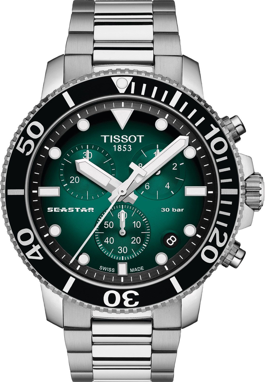 Tissot T-Sport Tissot Seastar 1000 Green Dial 45.5 mm Quartz Watch For Men - 1
