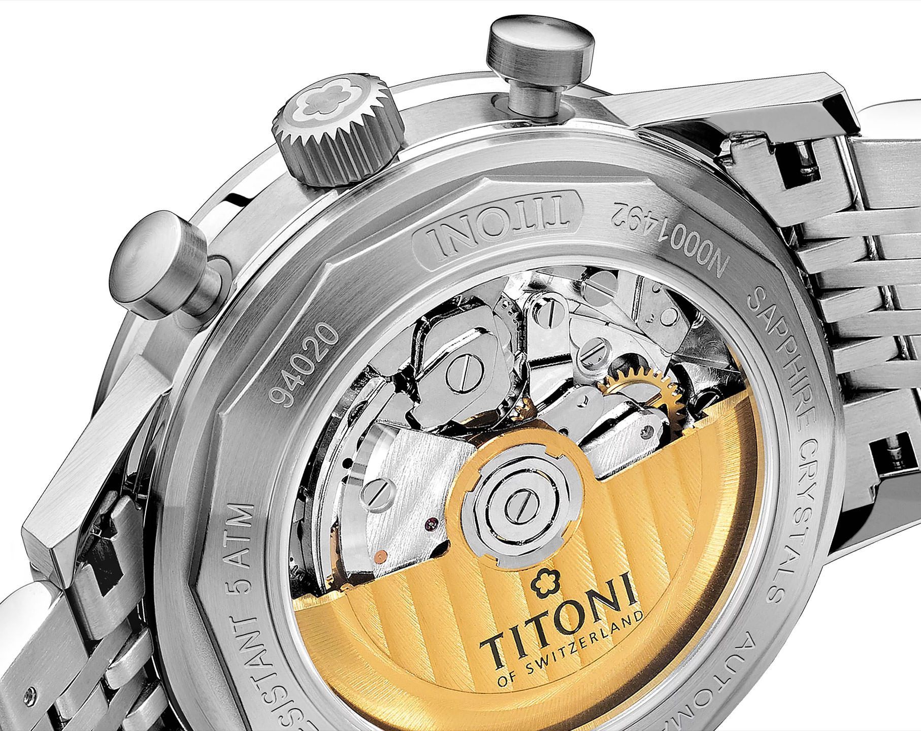 Titoni Heritage  Black Dial 41 mm Automatic Watch For Men - 8
