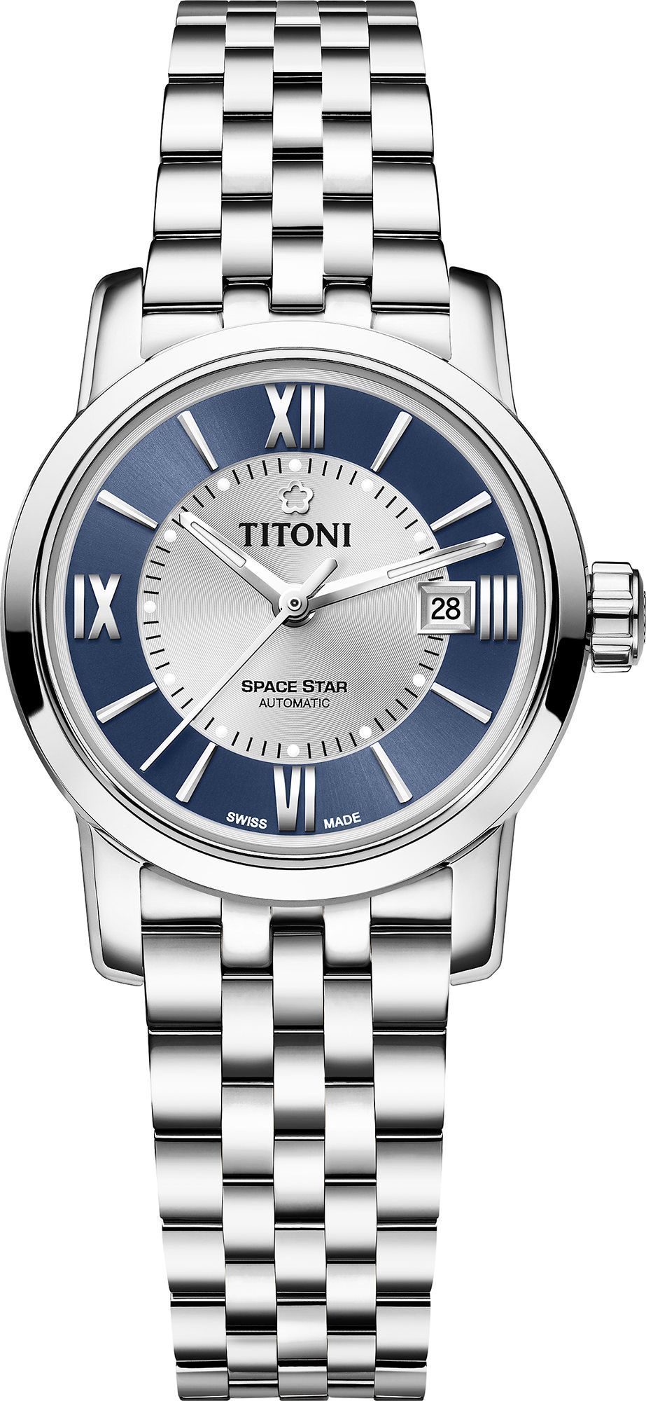Titoni Space Star  Blue Dial 28 mm Automatic Watch For Women - 1