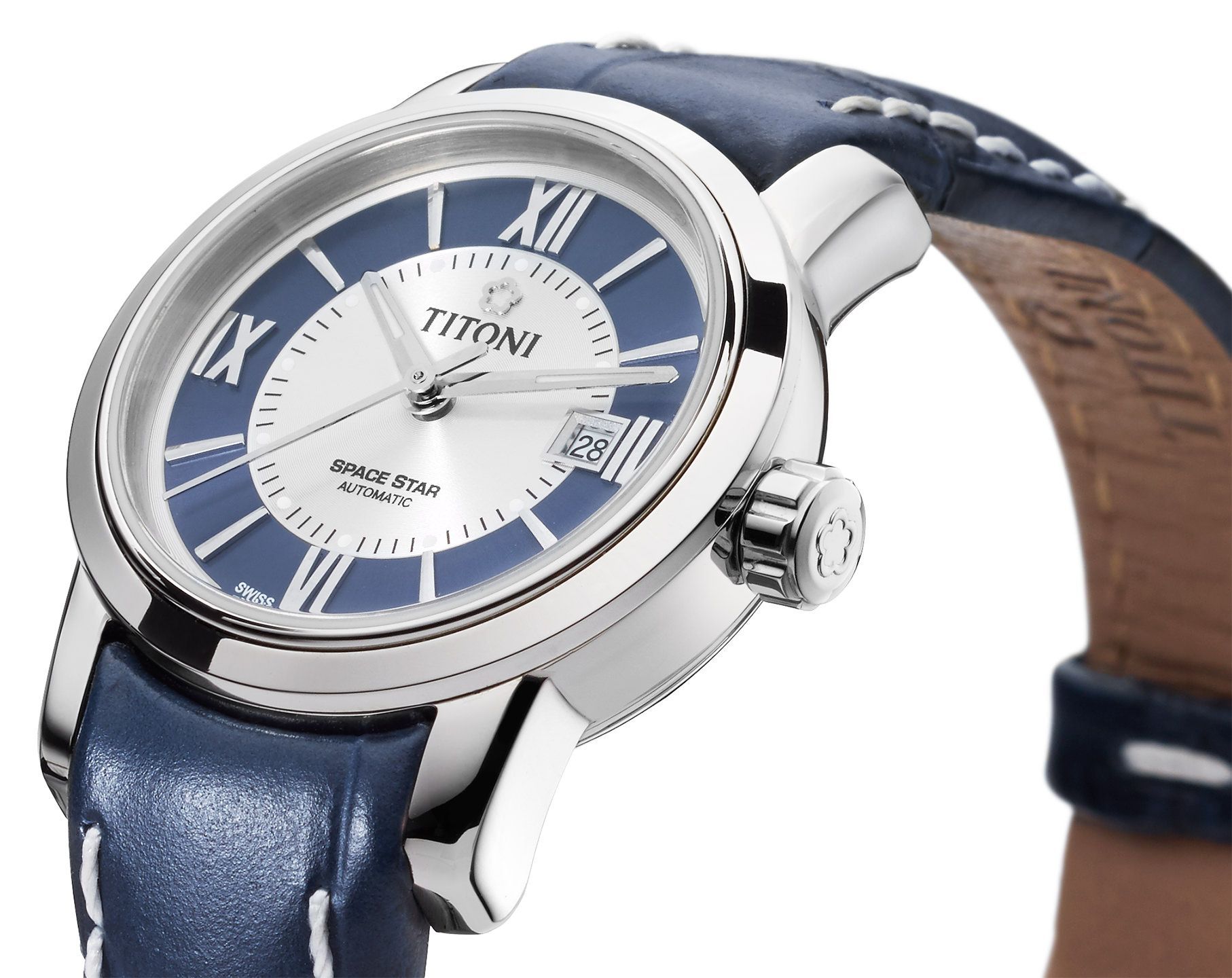 Titoni Space Star  Blue Dial 28 mm Automatic Watch For Women - 3