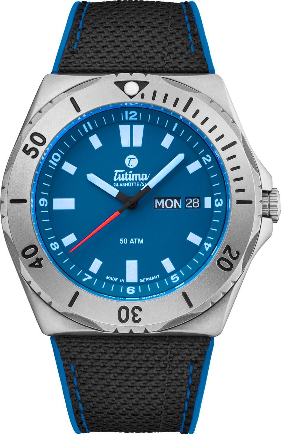 Tutima Glashütte Seven Seas 44 mm Watch in Blue Dial For Men - 1