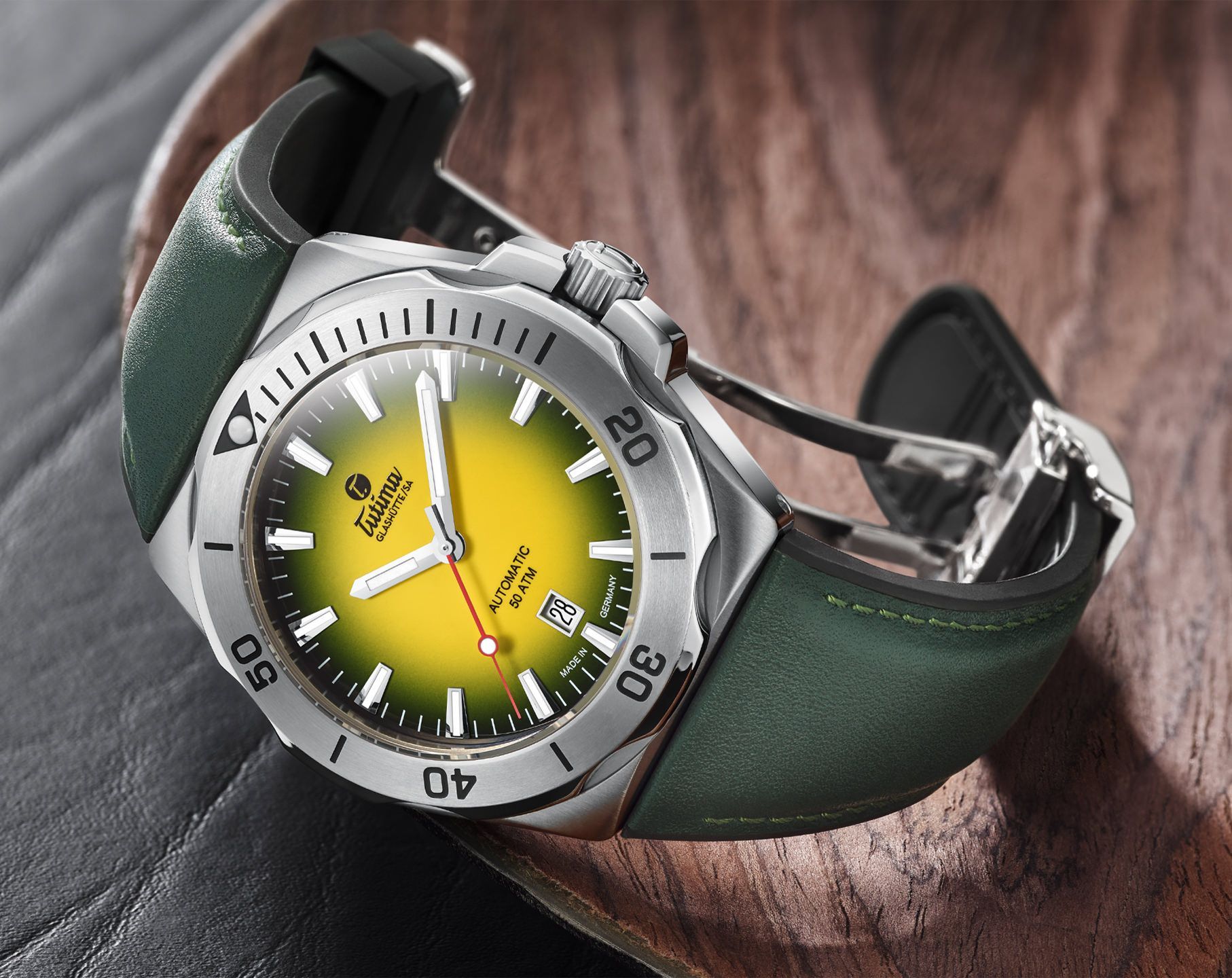 Tutima Glashütte Seven Seas S 44 mm Watch in Yellow Dial For Men - 2