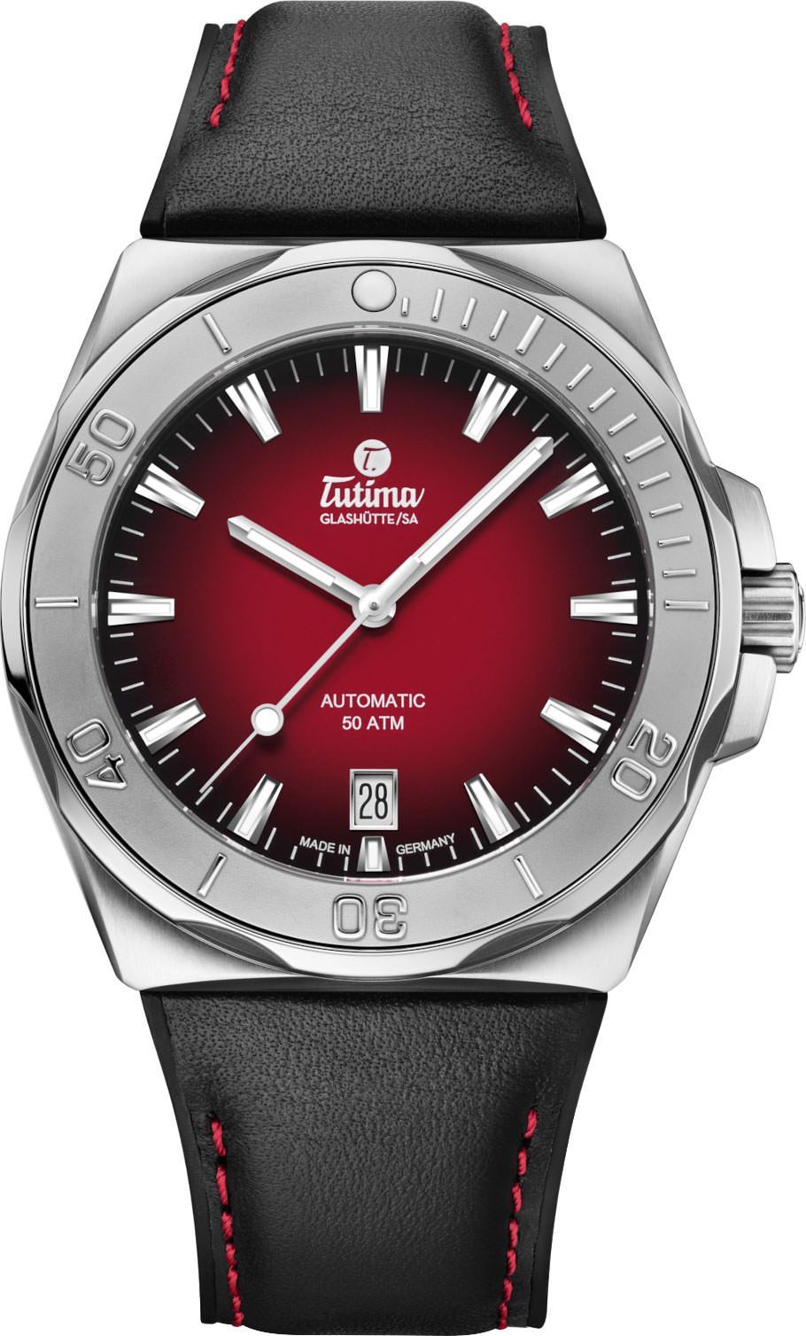 Tutima Glashütte Seven Seas S 40 mm Watch in Red Dial For Men - 1