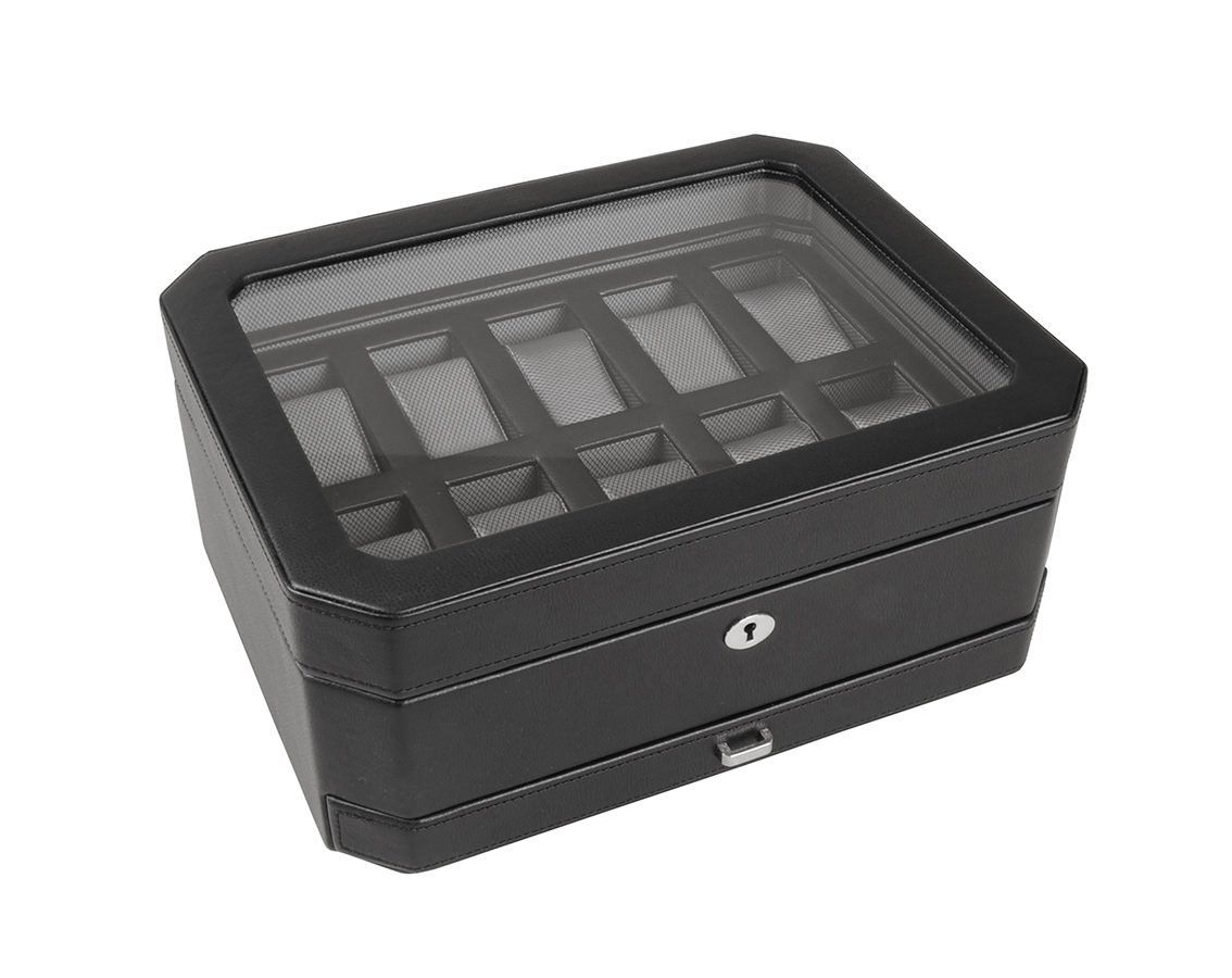 WOLF Windsor Black Leather WatchBox - 4586029 – Ethos Watch