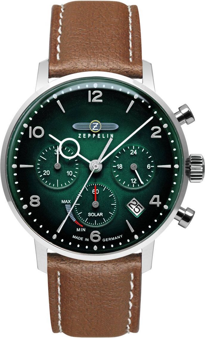 Zeppelin LZ 129 Hindenburg  Green Dial 41 mm Solar Powered Watch For Men - 1