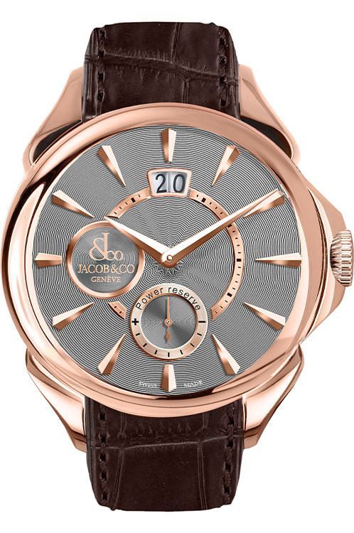 Jacob Co. Palatial Classic Manual Big Date 42 mm Watch in Rose